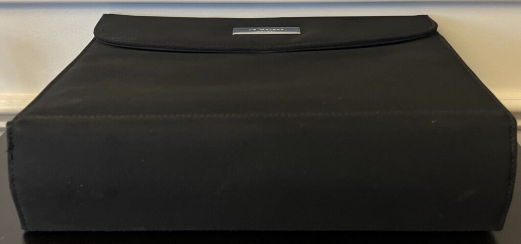 Jo Malone Black Canvas Zip Cosmetic Travel Vanity Bag w/Clear Storage & Mirror