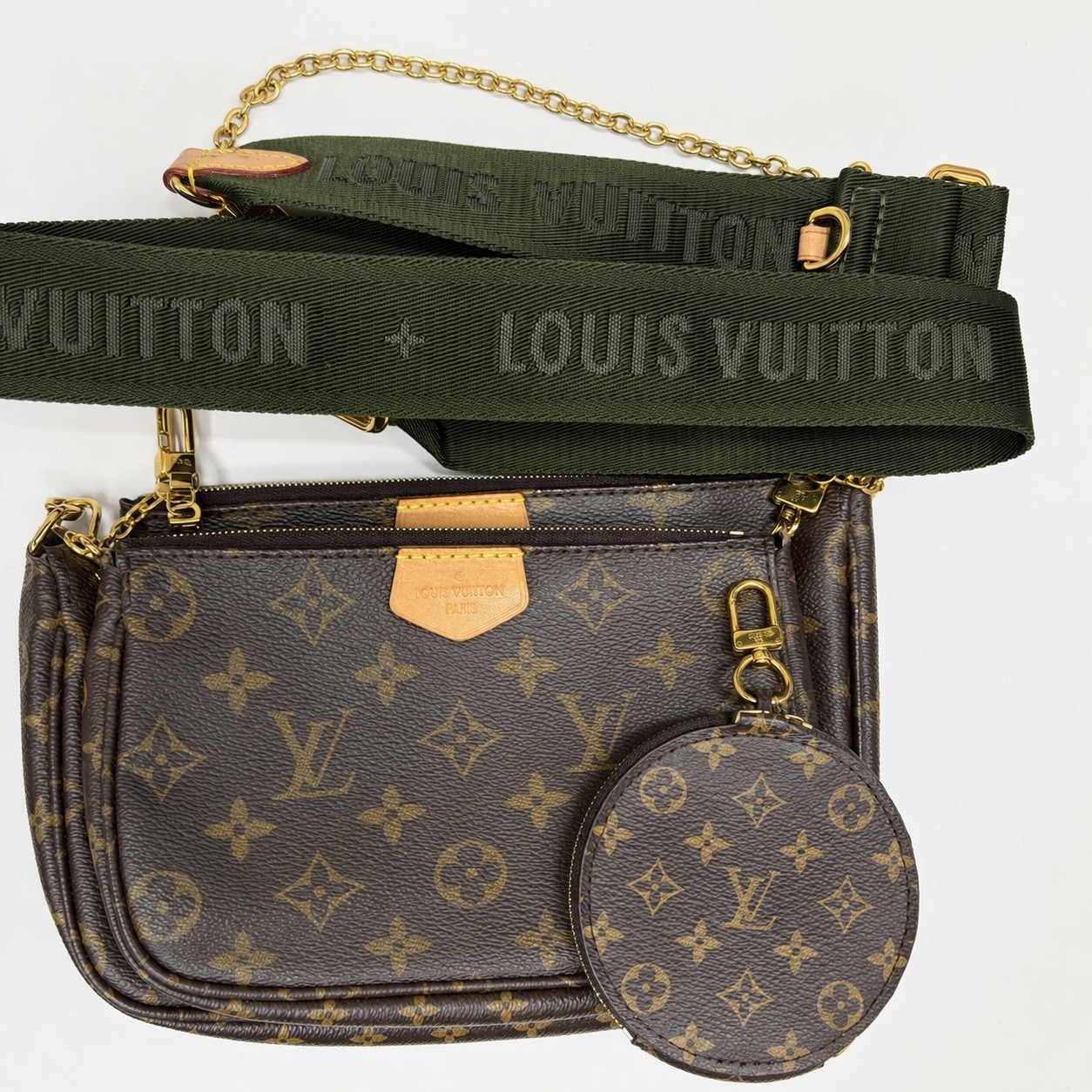 Louis Vuitton Multi Pochette Accessoires M44813 Monogram Khaki Strap Chain Japan