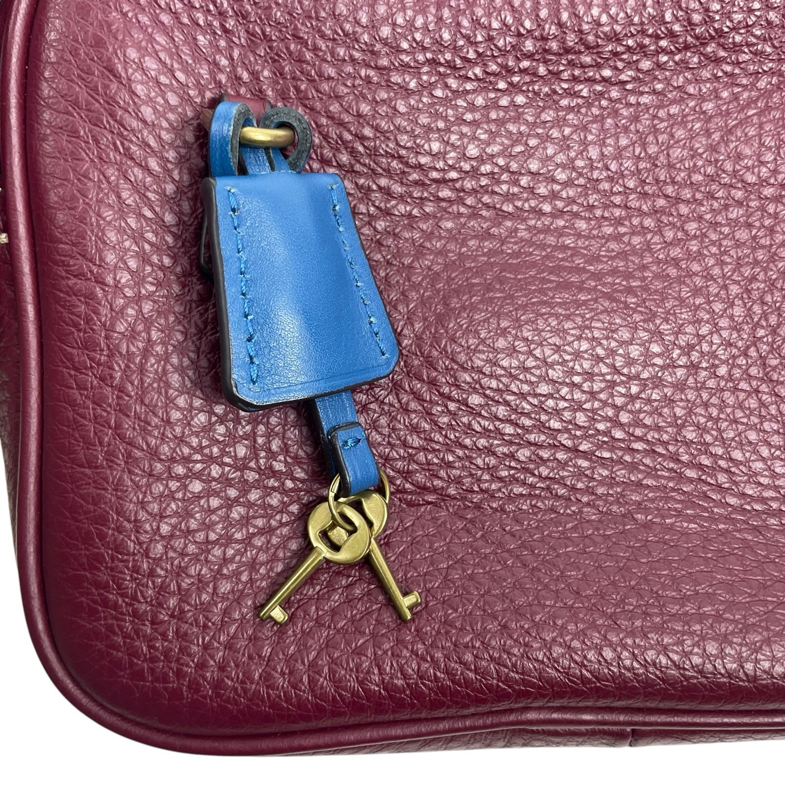 J. Crew Signet Pebble Leather Crossbody Camera Bag Burgundy Red Women