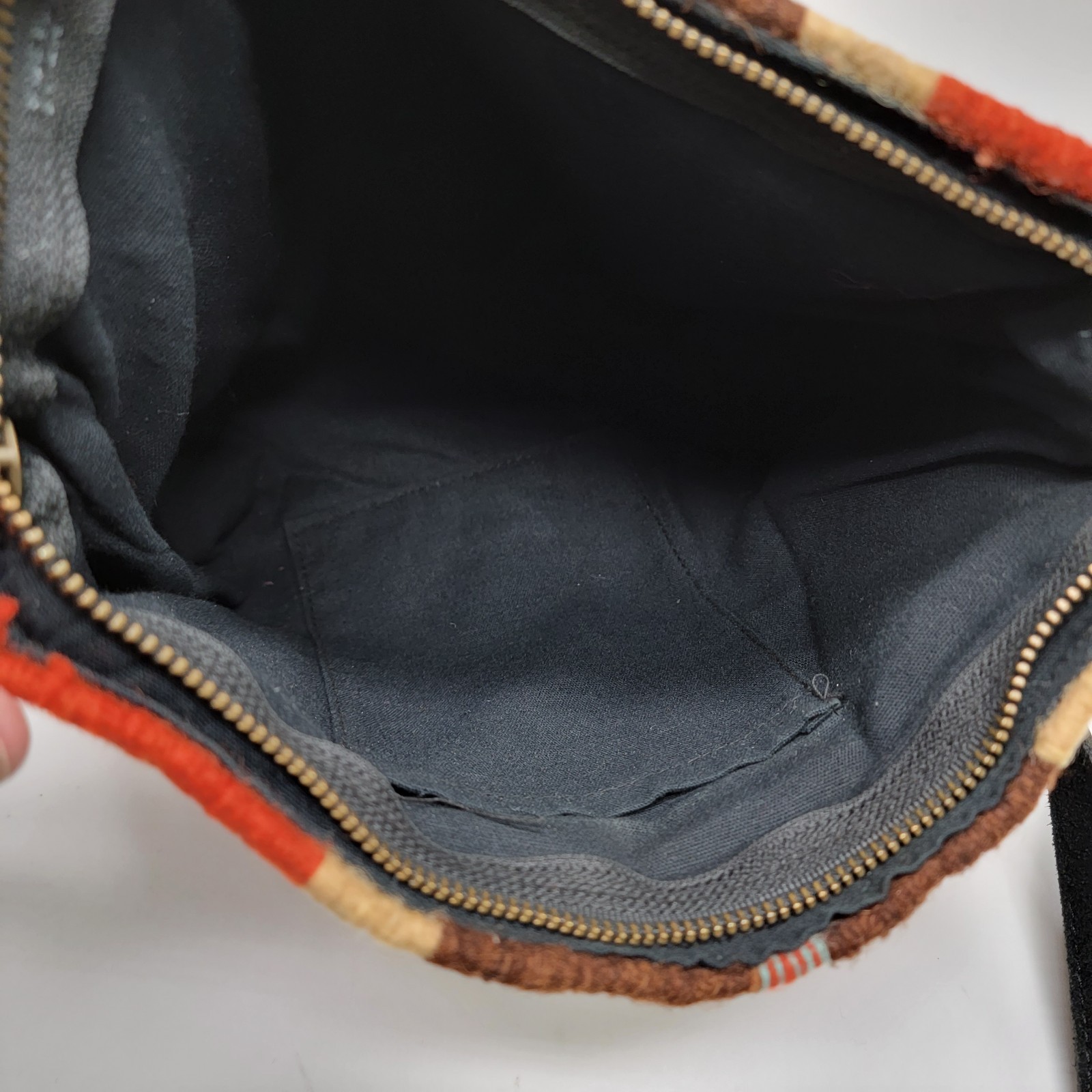 Manos Zapotecas Crossbody Rust Brown Yellow Wool Oaxaca Mexico Fair Trade Bag