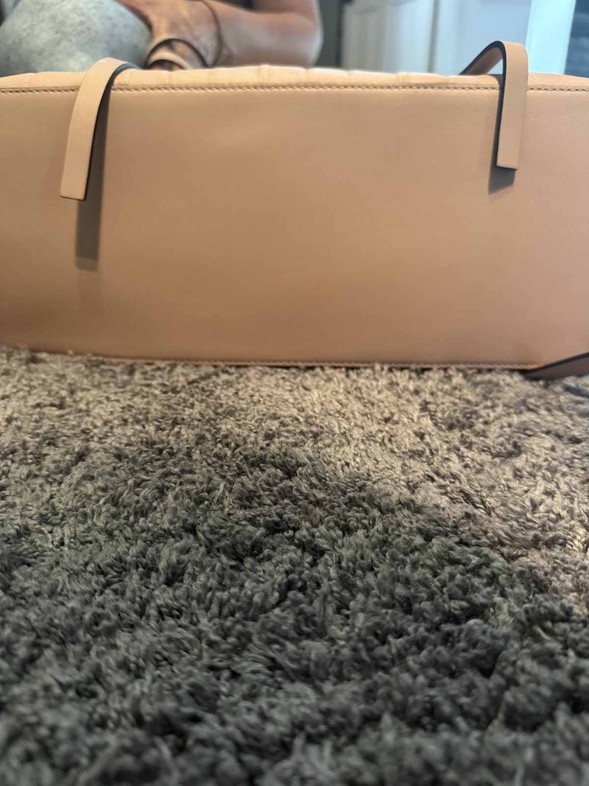 VALENTINO Beige Large Shoulder Tote Bag Removable Zip Pouch Gold Hardware