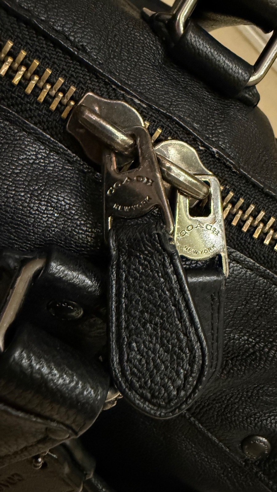 Coach Black Leather Tote Bag Carryall Satchel Handback