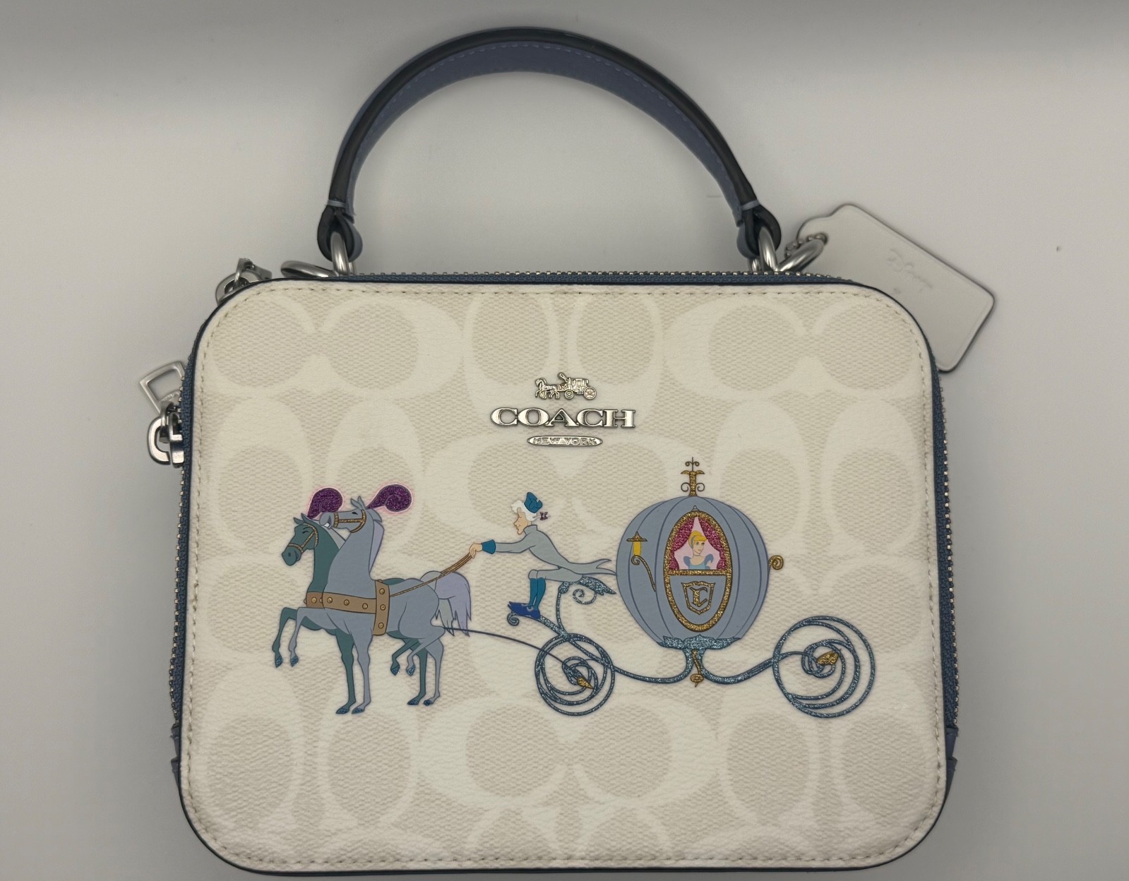 Disney X Coach Box Crossbody Bag In Signature Canvas With Cinderella