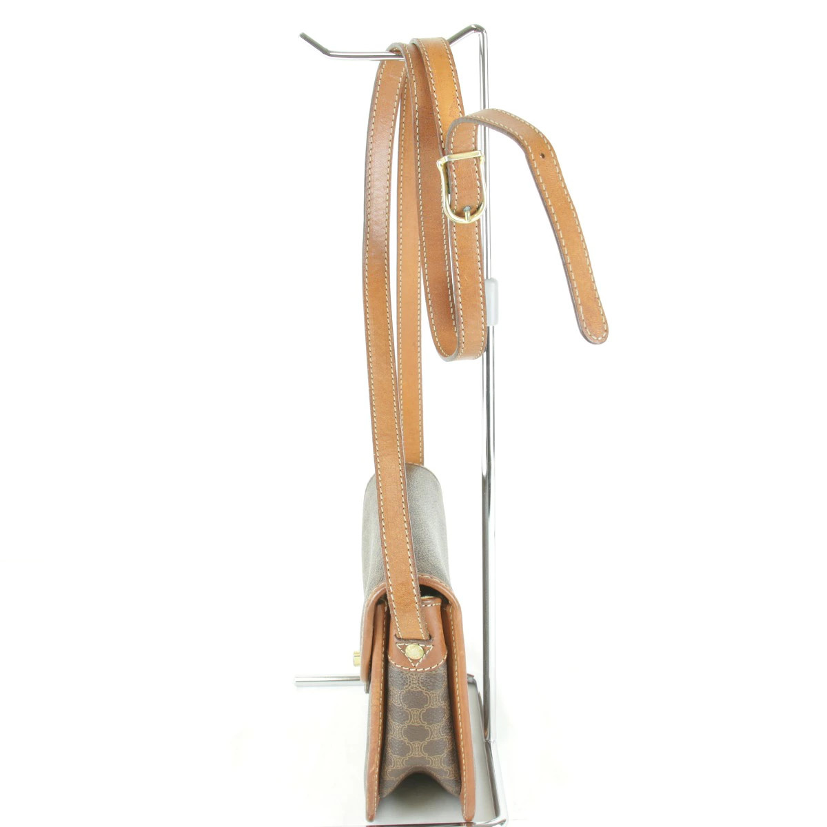 CELINE Shoulder Bag Brown PVC Leather W7.3xH6.1xD2.2in, 122cm Strap Used