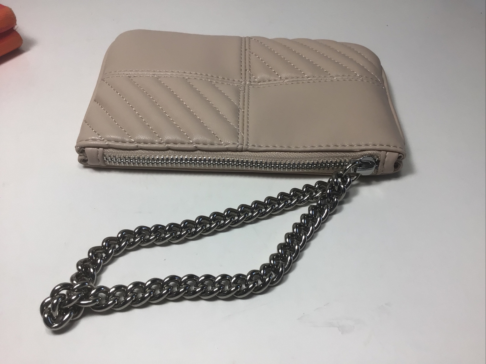 New. Express Woman’s Tan Wristlet Purse w/Silver Chain & Orange Clutch Purse