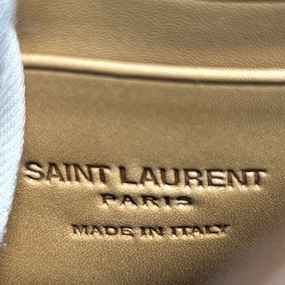 SAINT LAURENT KAIA Saddle Bag Mini 15cm Milky Tea Calfskin Crossbody Bag