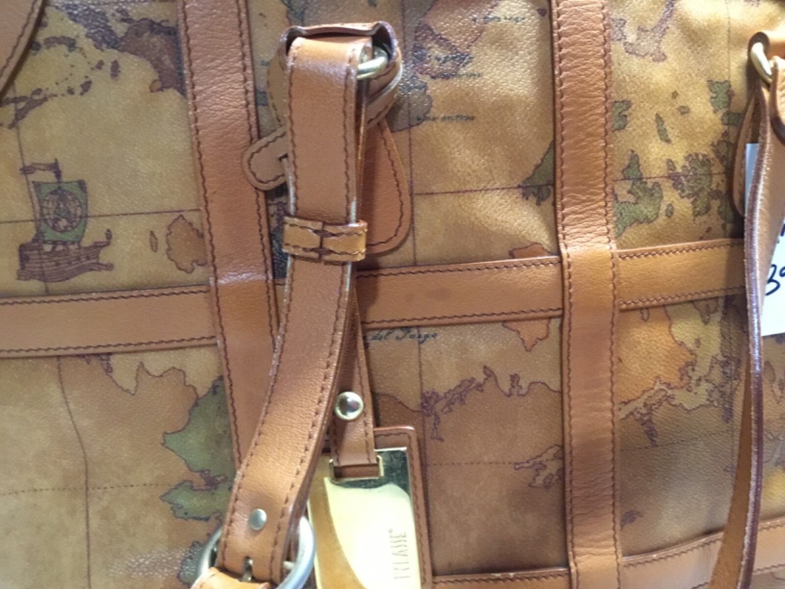 ALVIERO MARTINI 1A PRIMA CLASSE GEO MAP PVC LEATHER LARGE TOTE BAG