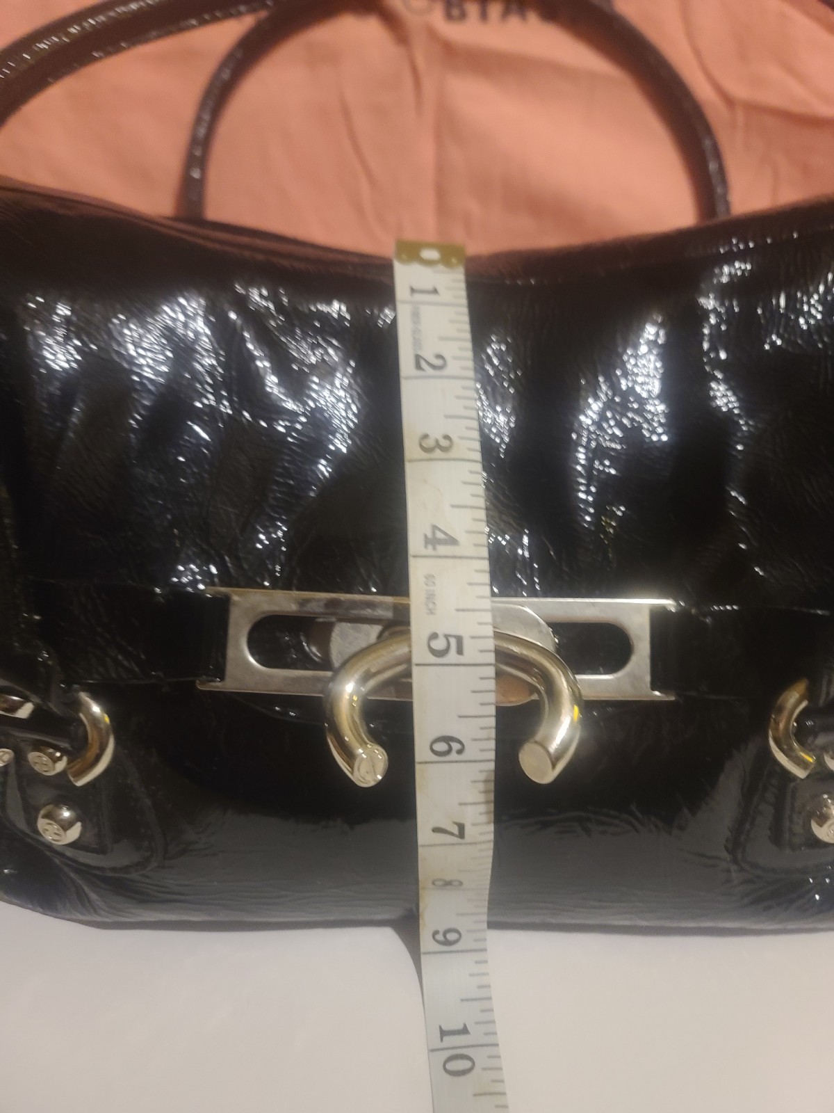 Francesco Biasia Patent Leather Black Y2k Handbag With Dust Bag