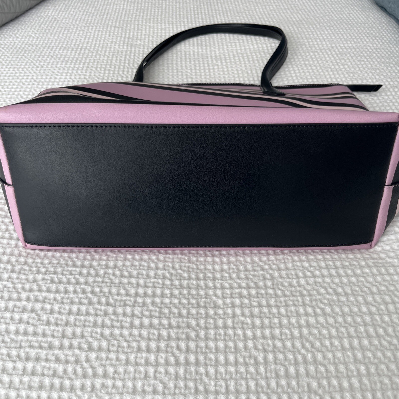 Kate Spade Cassy Ottoman Stripe Leather Tote Large Shoulder Bag Pink Multi NWT