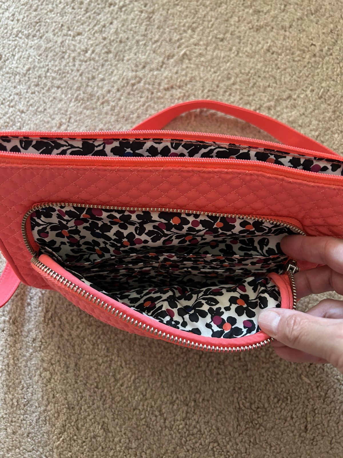 Vera Bradley Iconic RFID Little Hipster In Coral Reef Hot Pink