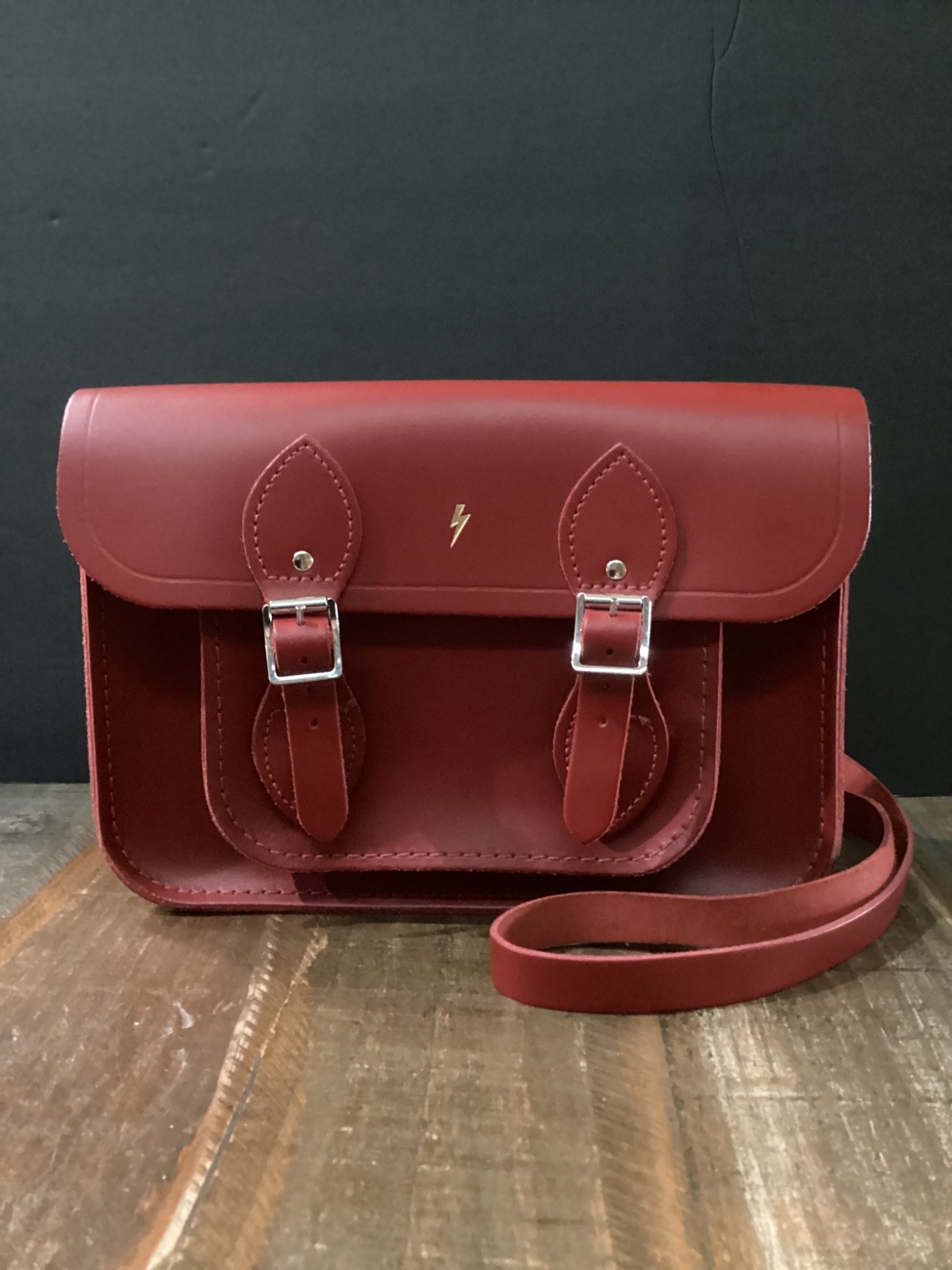 The Cambridge Satchel Company Classic red Leather Crossbody w/ lightning bolt