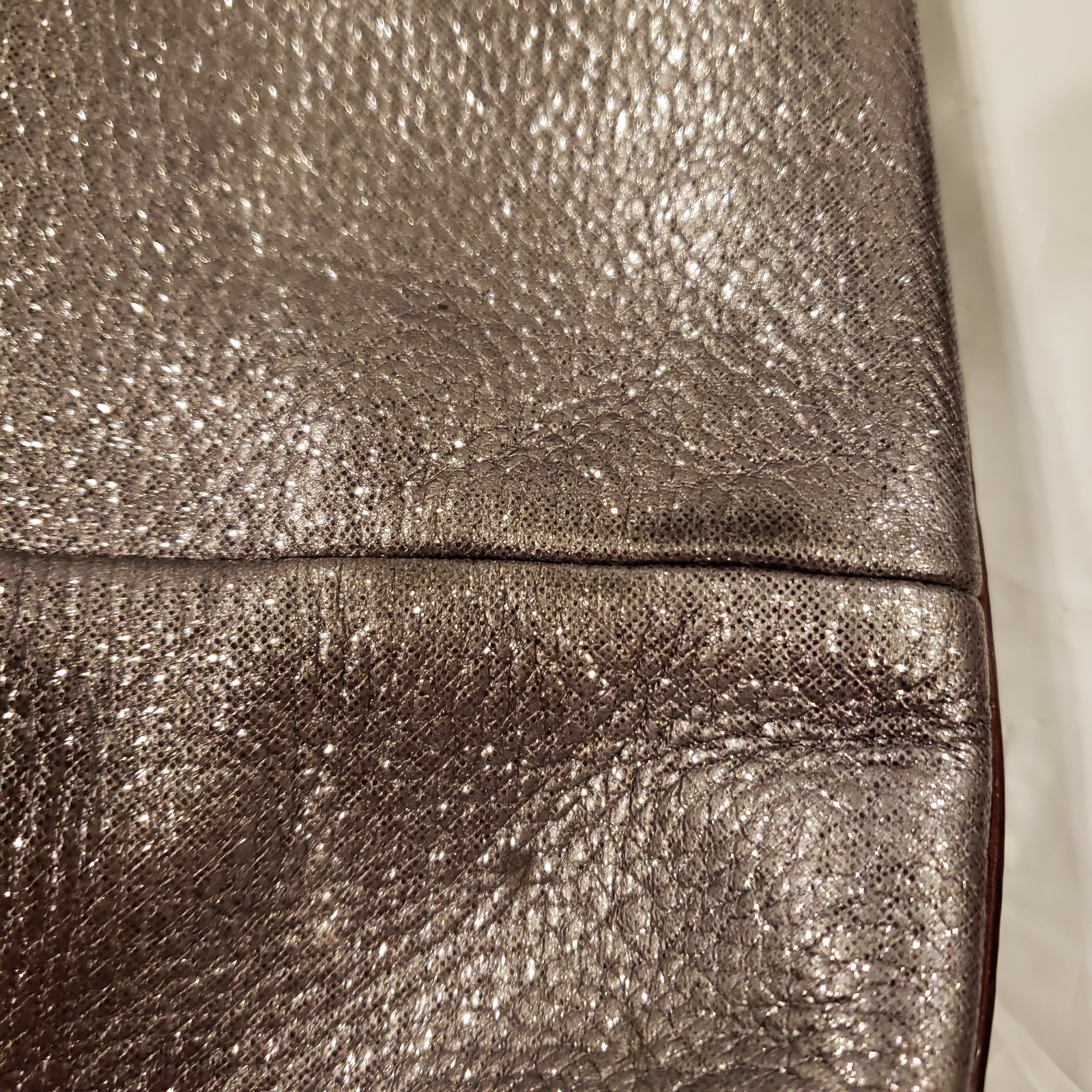 Kate Spade Pebbled Leather Shoulder Hobo Bag Sparkling Silver 12″H X 13″W