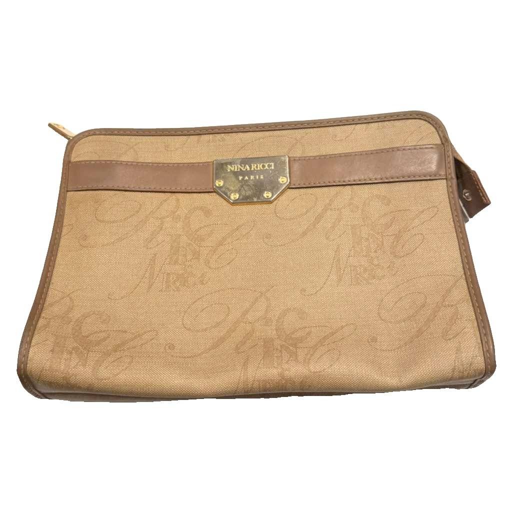 Nina Ricci Beige Leather Shoulder Bag AB Vintage 7x10x2.5in Ladies