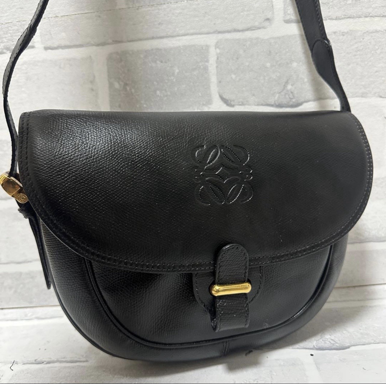 Authentic Loewe anagram Black Small Saddle Shoulder Bag