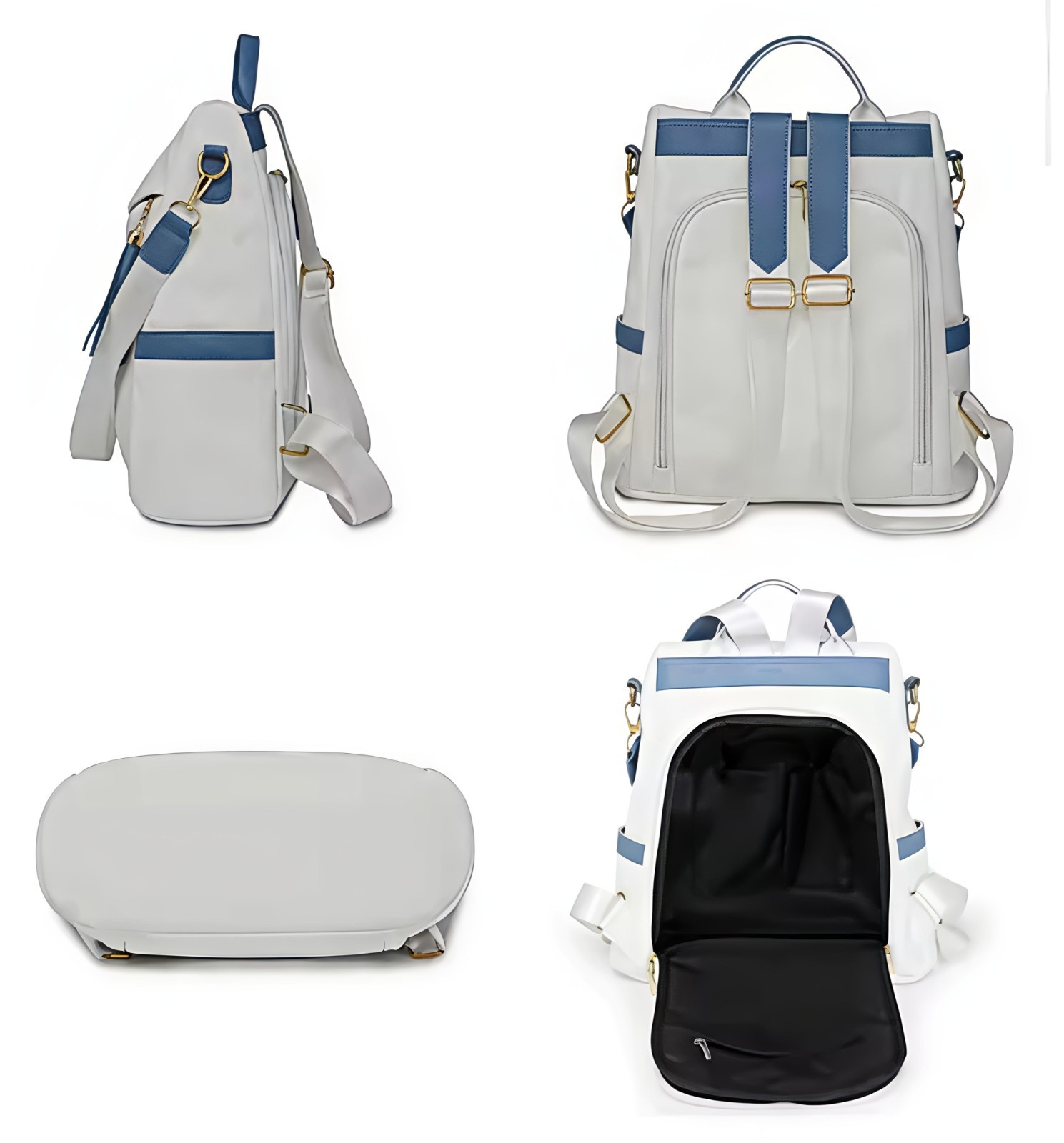 Women Anti Theft Backpack Purse PU Leather Convertible Travel School Bag White
