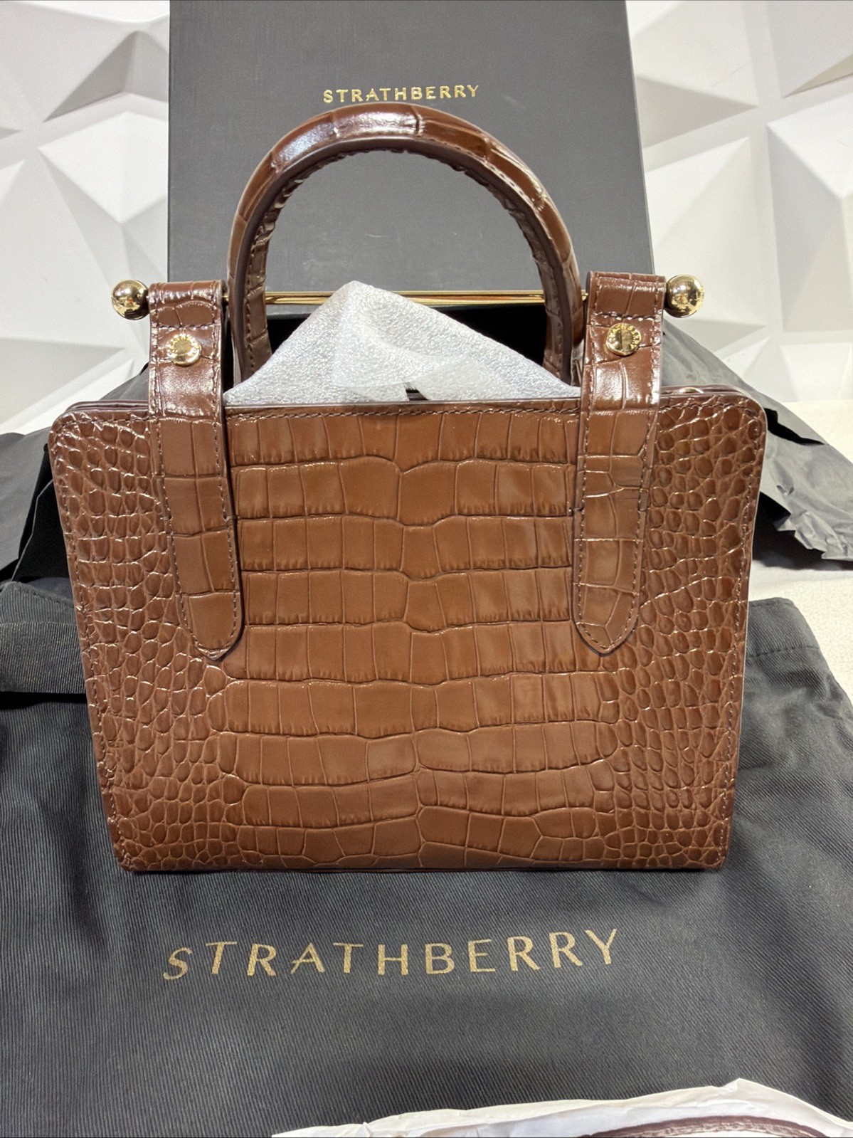 STRATHBERRY MINI TOTE CROC CHOCOLATE