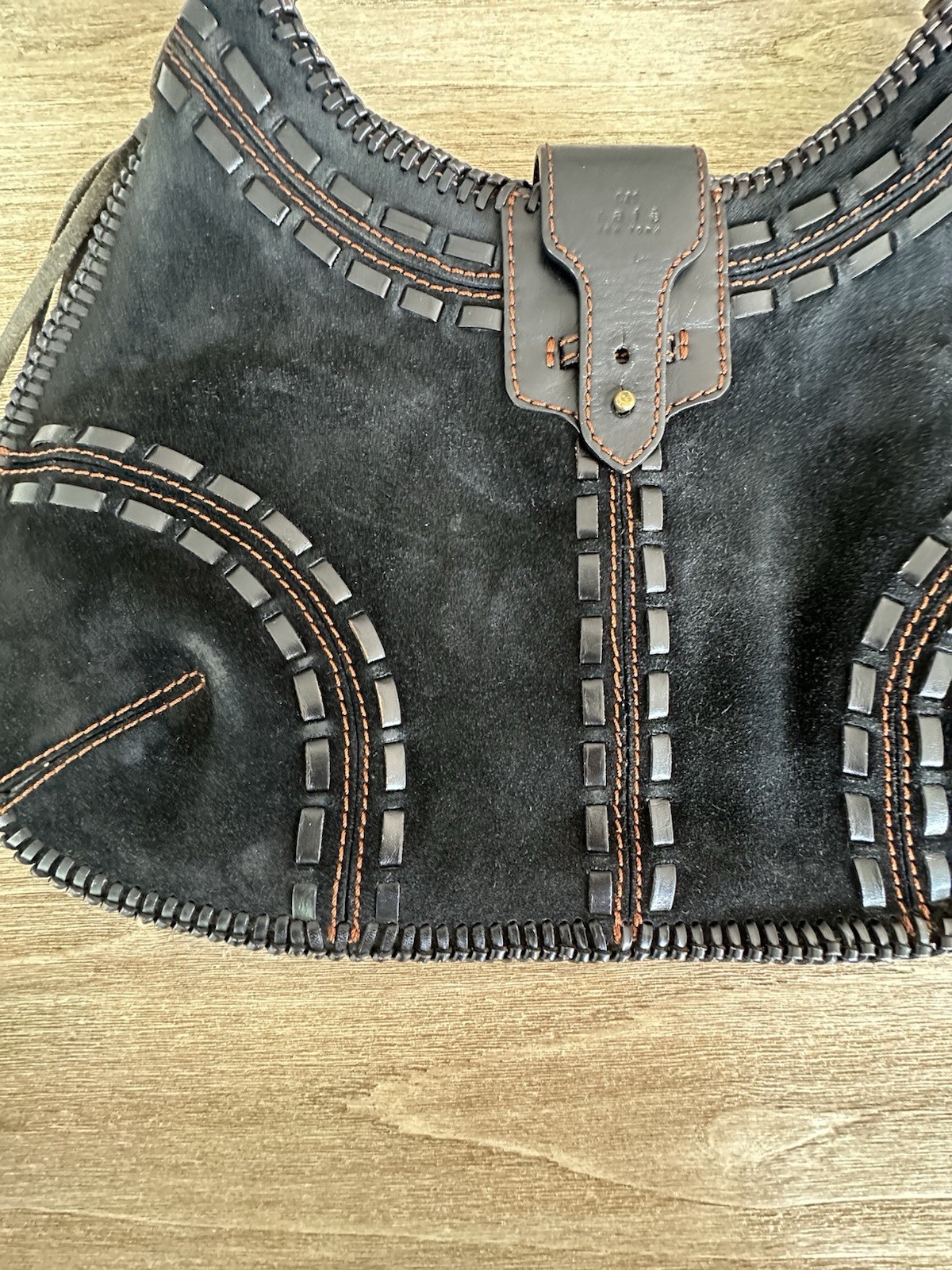 Rafe New York Suede Leather Fringe Braid Western Hippie Boho Black Shoulder Bag