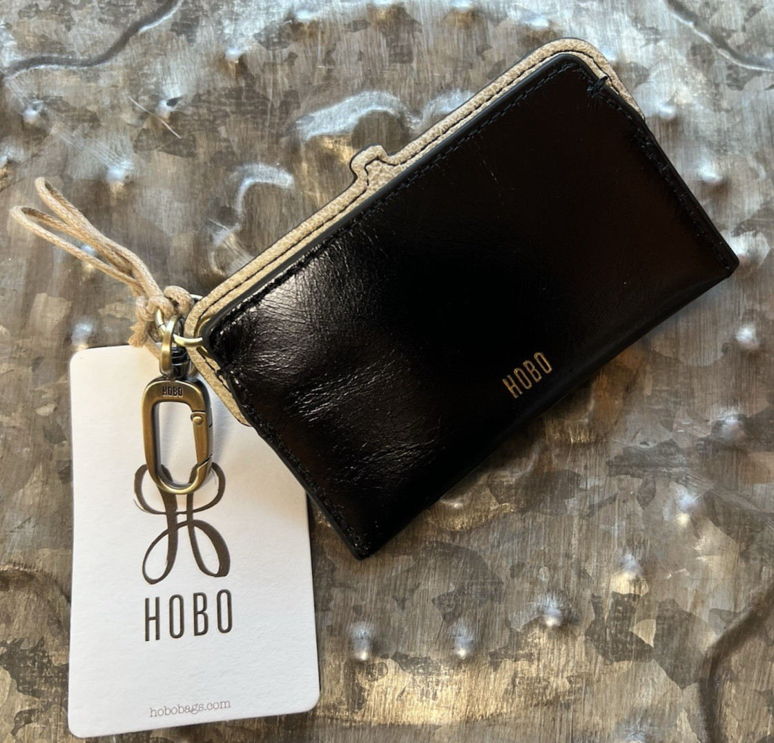 HOBO INTERNATIONAL~Lauren Card Case Charm~BLACK~LEATHER~NWT!