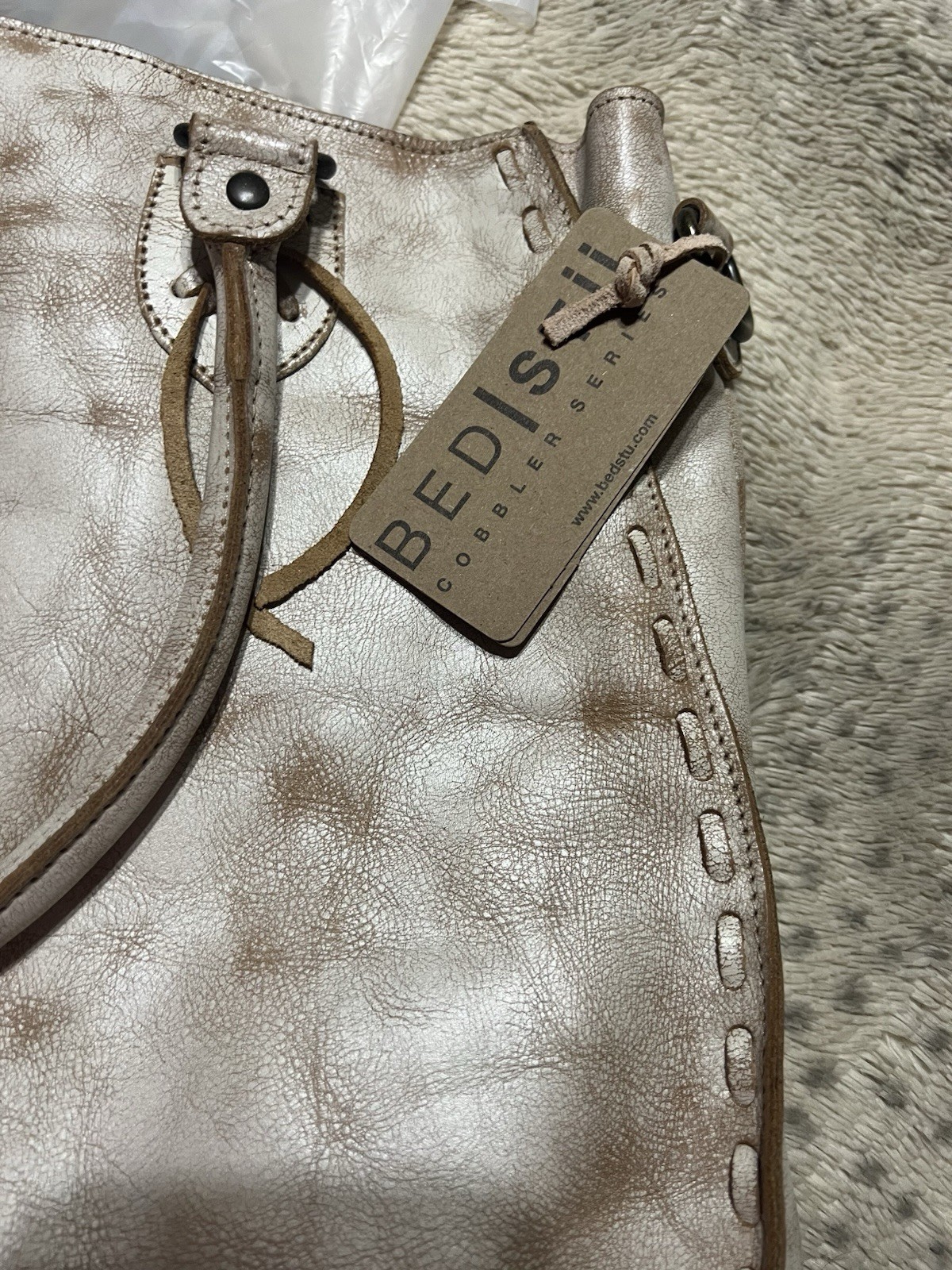 BED STU Rockaway Distressed Leather Shoulder Crossbody Satchel Bag Nectar Lux