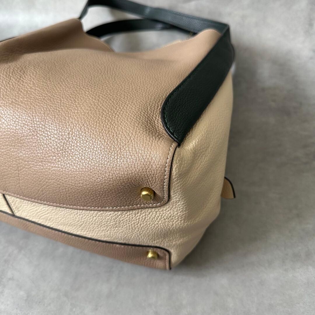 COACH Hadley Hobo Colorblock Leather Shoulder Bag Beige Black 11.8in NWT