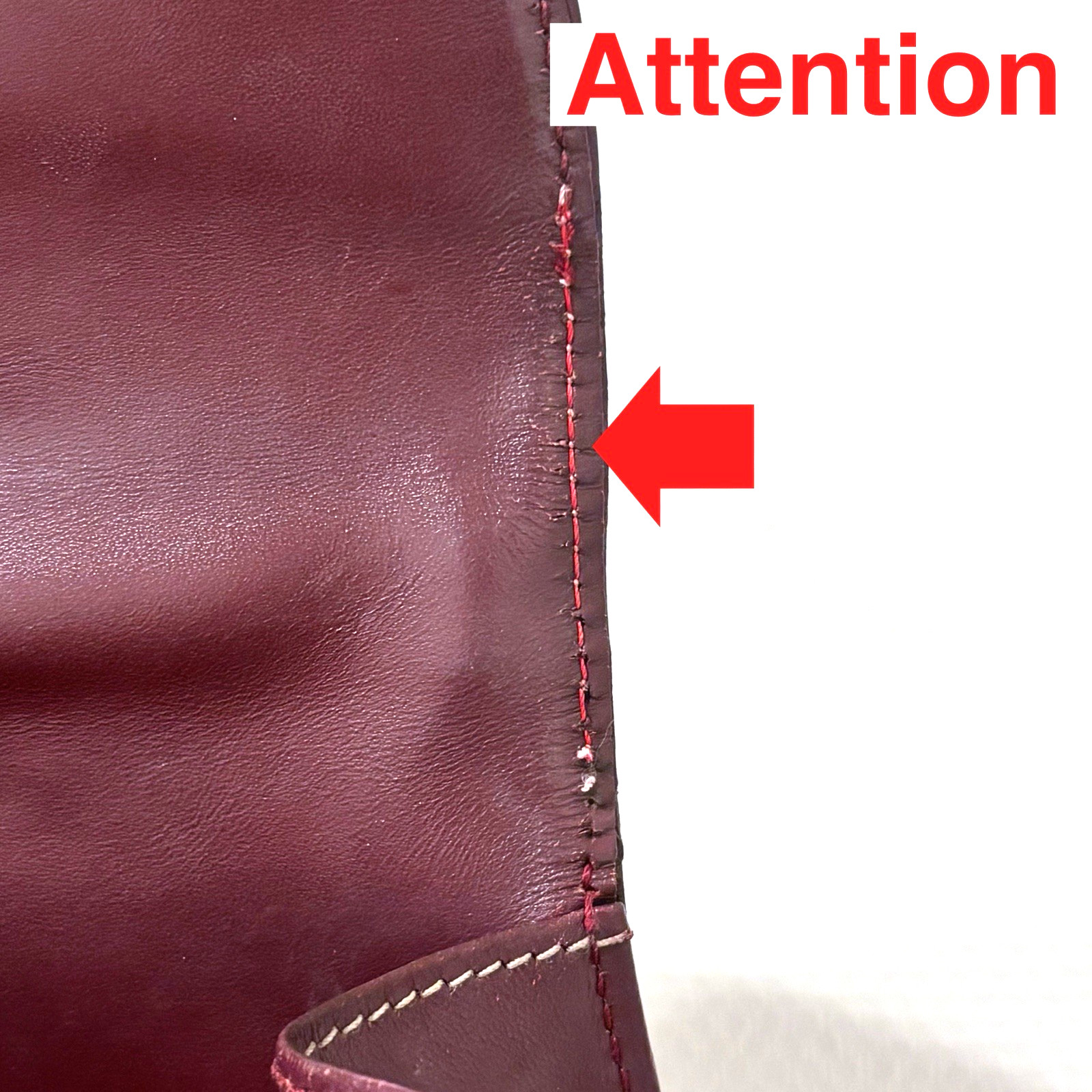Cartier Hand Bag Must Line Bordeaux Leather Red Authentic