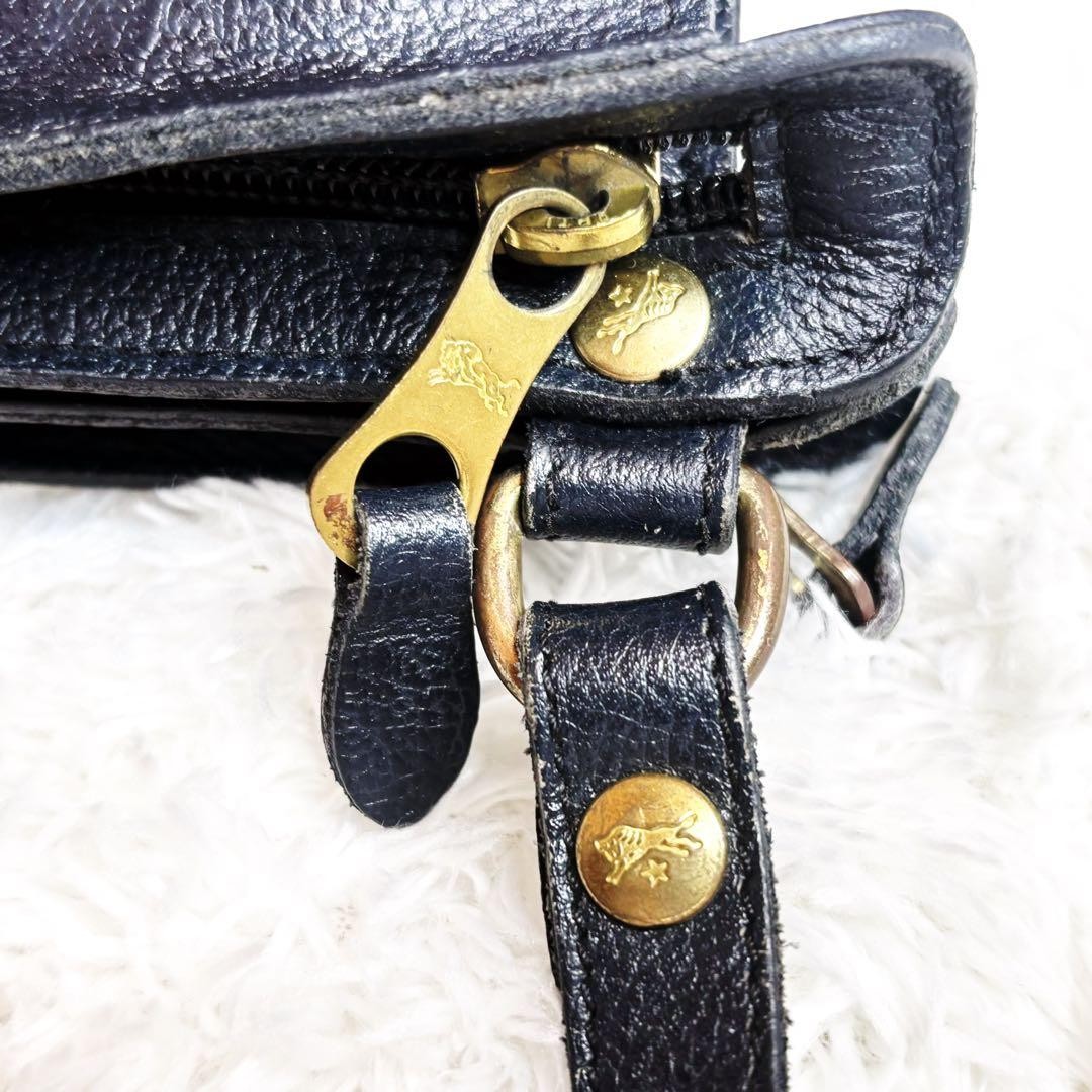 Il Bisonte Leather Navy Crossbody Shoulder Bag Pochette 14.5 x 18 inches