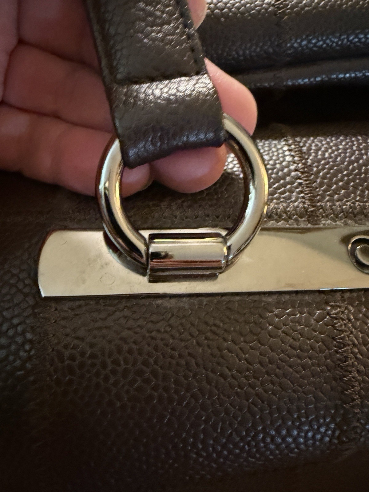 Vintage CHANEL Brown Square Stitch Caviar Leather Bowler Bag