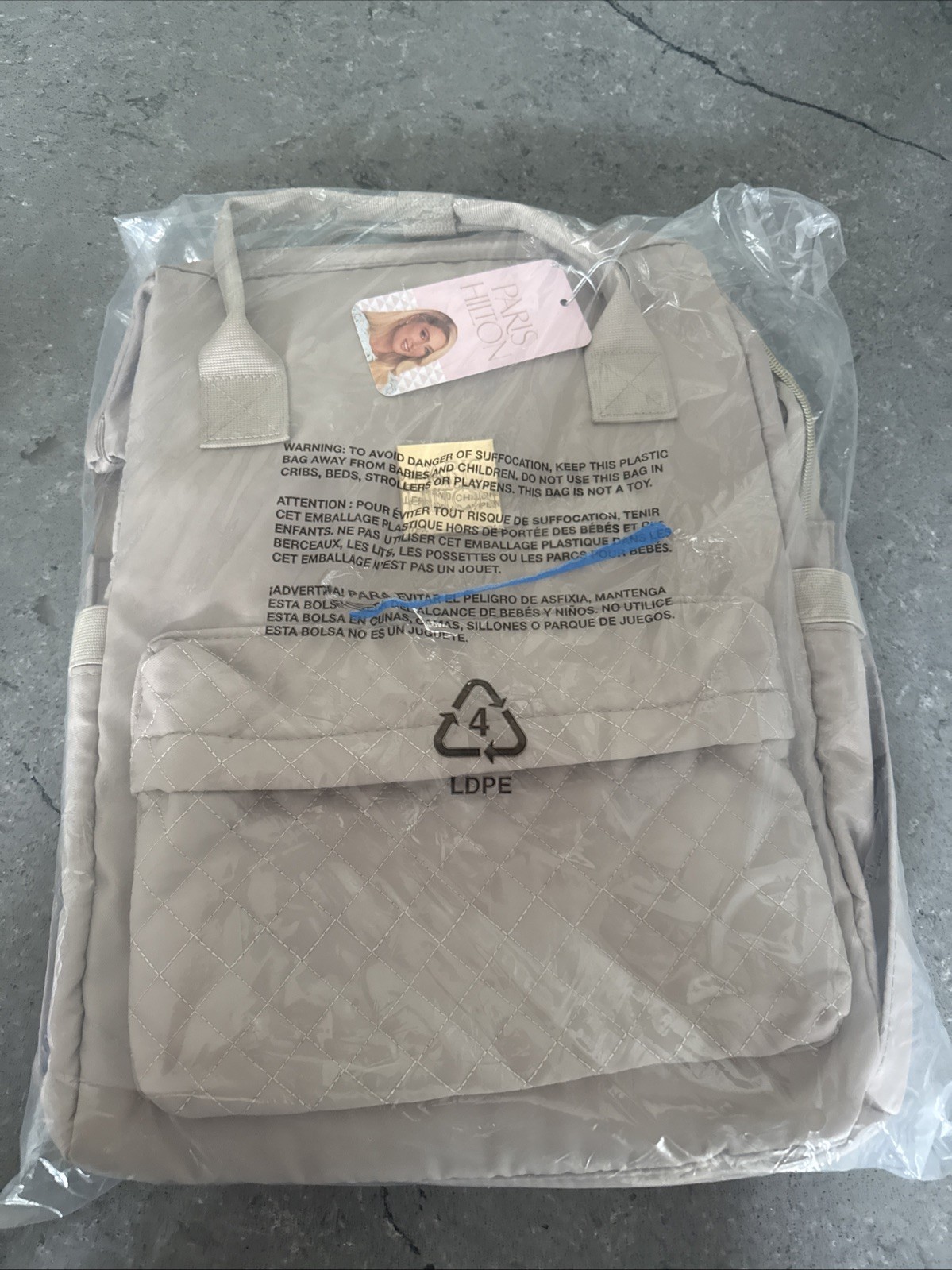 Nwt-Paris Hilton Travel Laptop Bag Beige Backpack 11.81”x7.09”x15x75”