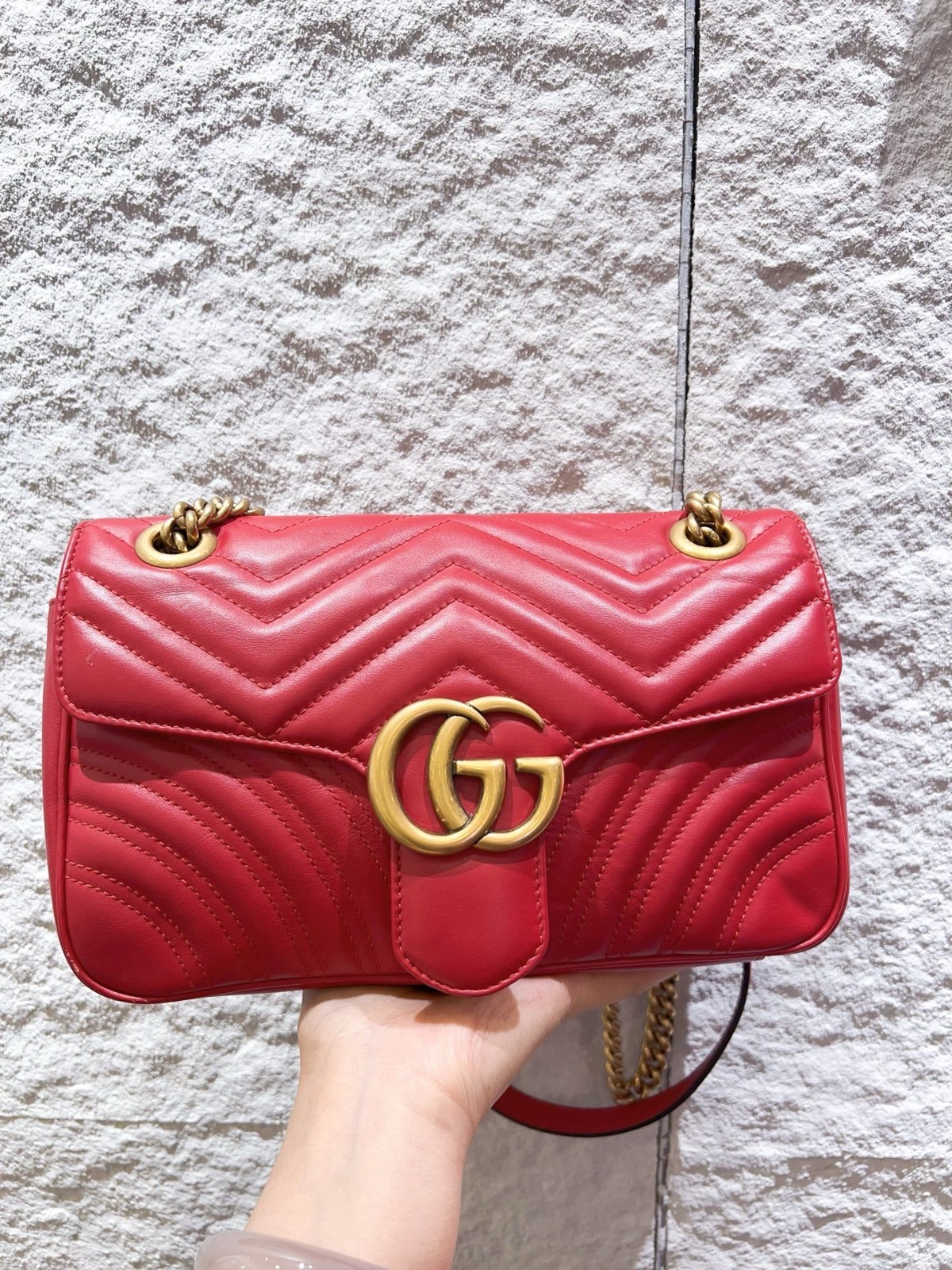 Gucci Red GG Marmont Shoulder Bag,（ 26×16）cm