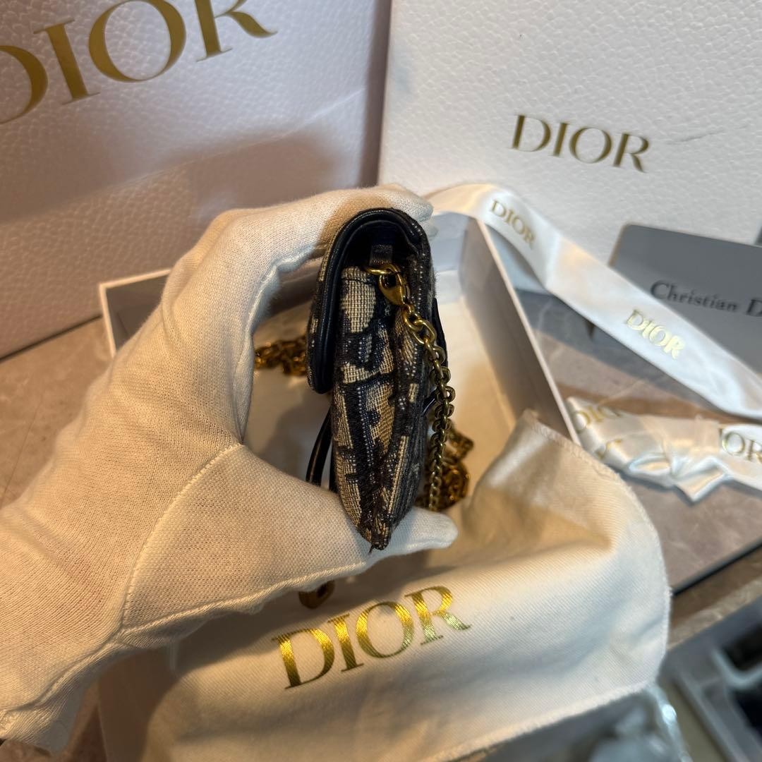Christian Dior Saddle Chain Small Oblique Jacquard Shoulder Bag Women Pre-Owned