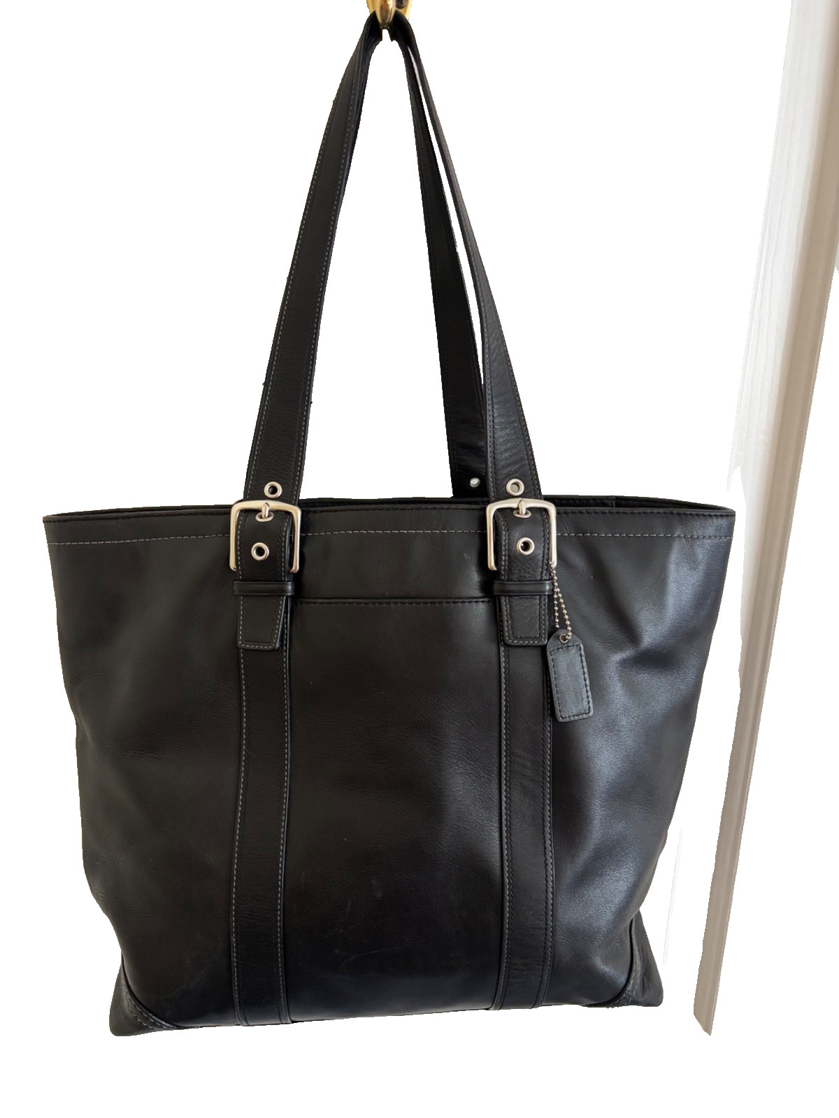Vintage Coach Hamptons F10195 Large Black Leather Book Tote Shoulder Bag Y2K
