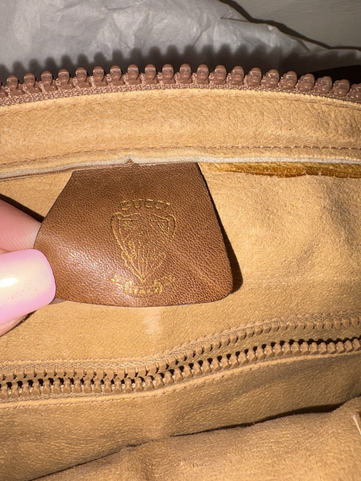 Vintage Gucci Brown Leather Crossbody Shoulder Bag GG Logo w/ Original Box