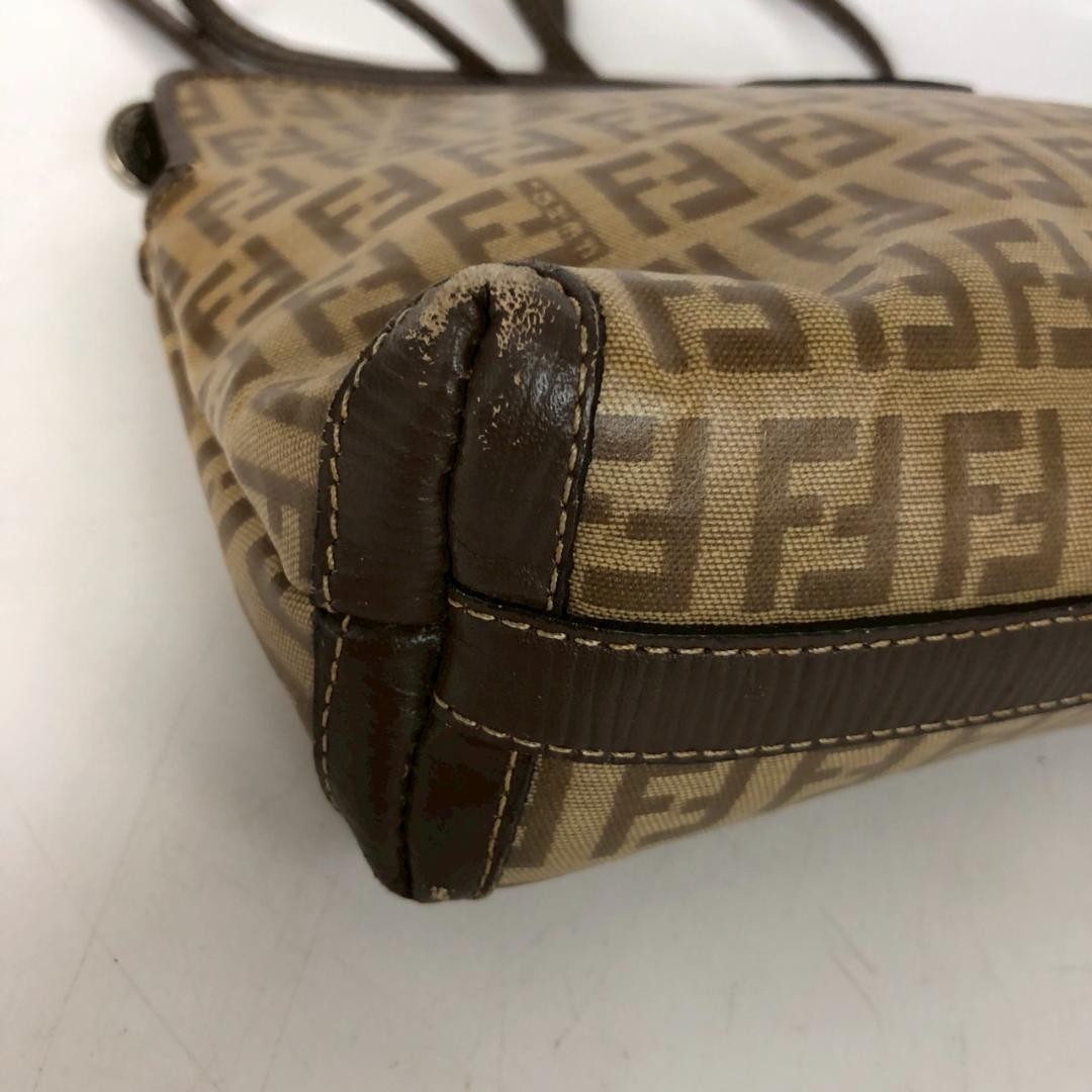 FENDI Shoulder Bag PVC and Leather Vintage Zuccino Authentic From Japan