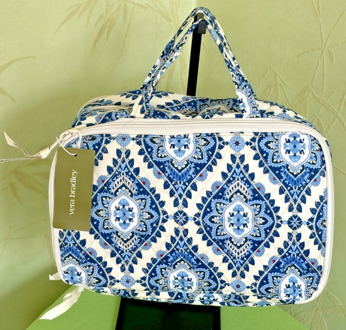 VERA BRADLEY LARGE ORIGINAL DUFFEL BAG + ULTIMATE TRAVEL CASE:NWT CAMBRIDGE BLUE