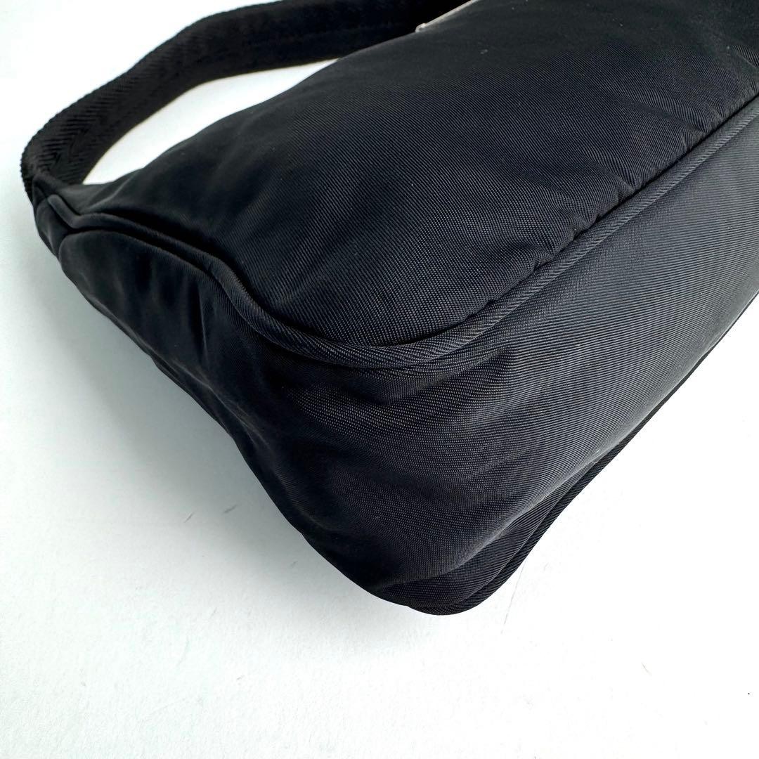 Prada Triangle One Shoulder Bag Nylon Black Used Authentic