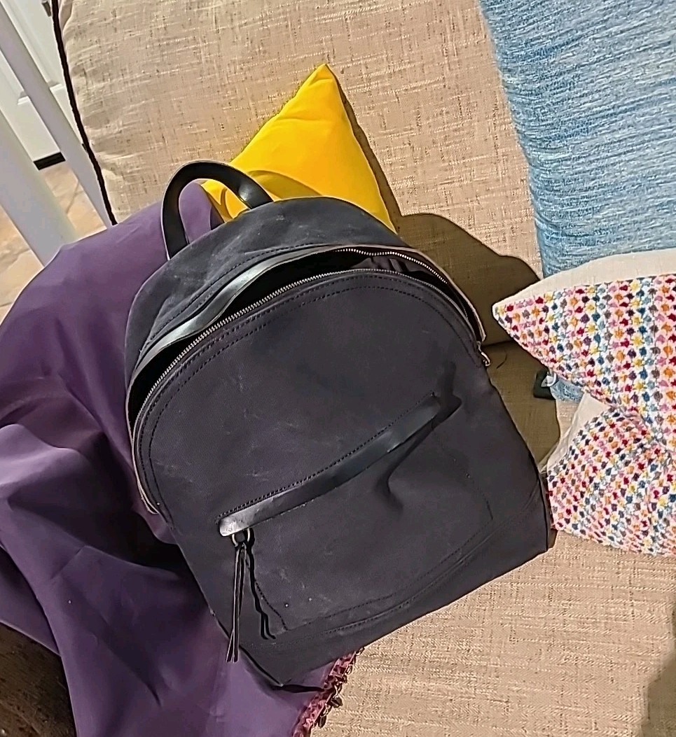 Madwell The Charleston Canvas Backpack Carhartt Material black on black leather