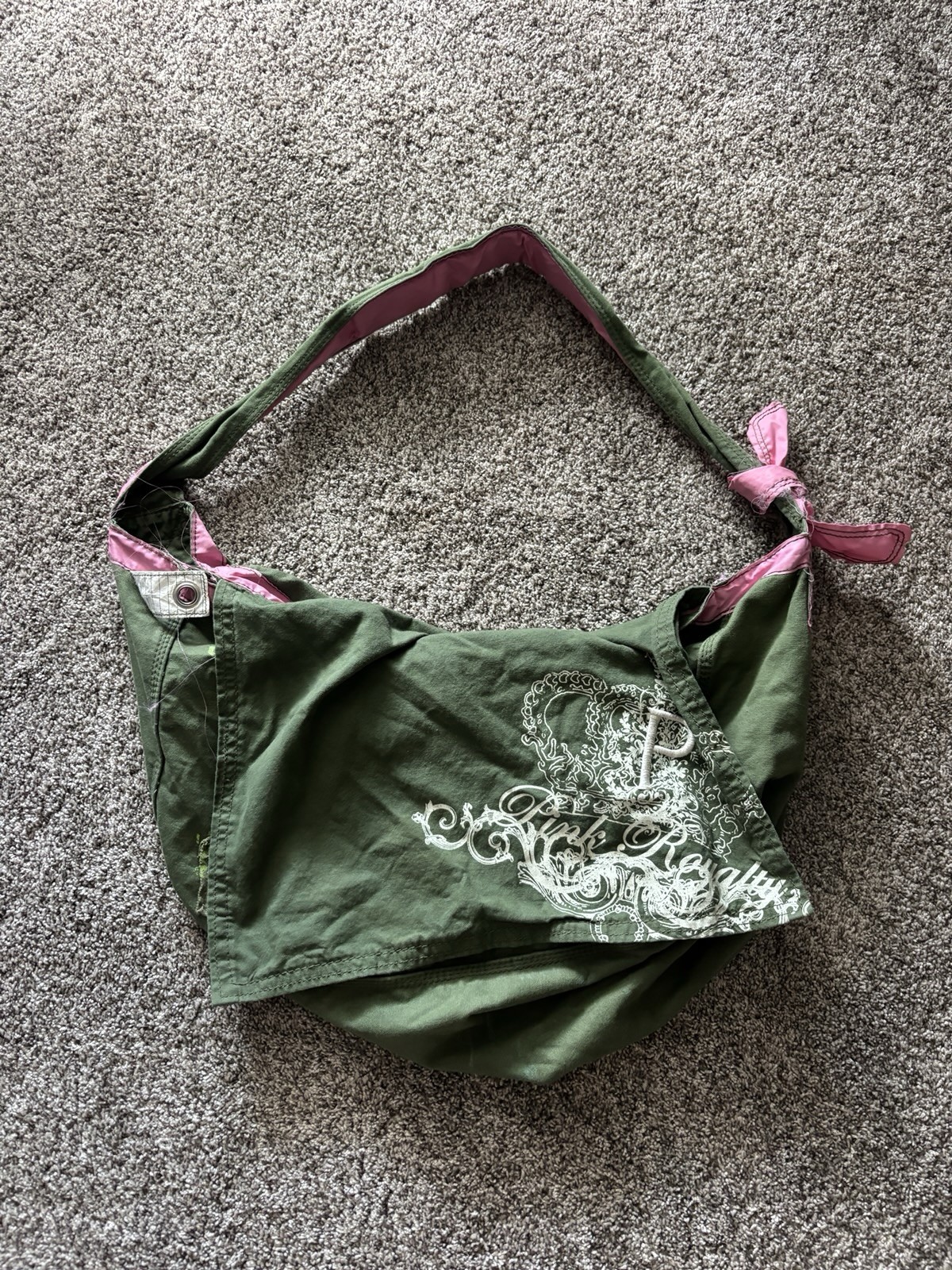 Vintage VS PINK Royalty University Satchel Bag Oversized Messenger Tote XL Green