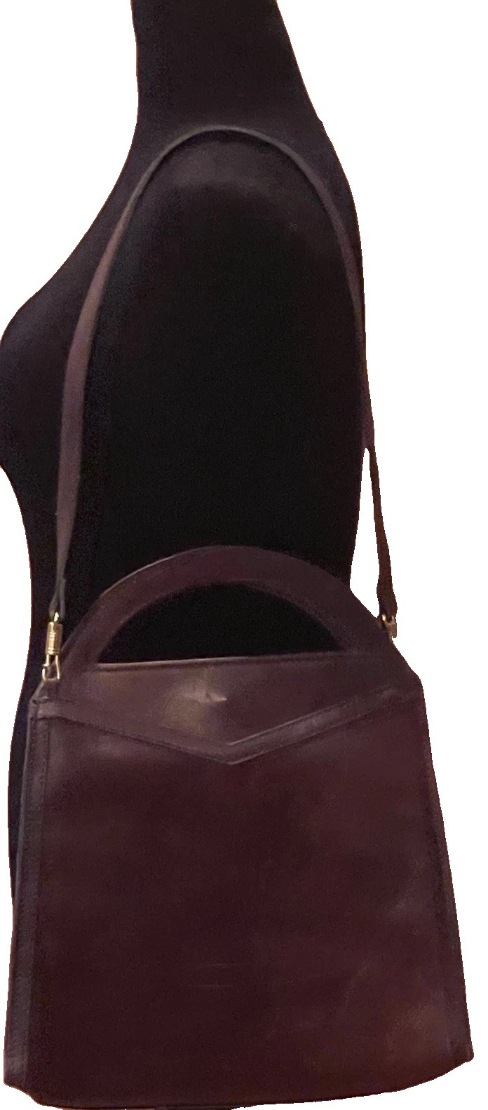 Vintage Ruth Saltz Brown Leather Convertible Shoulder Bag Double Handle Purse