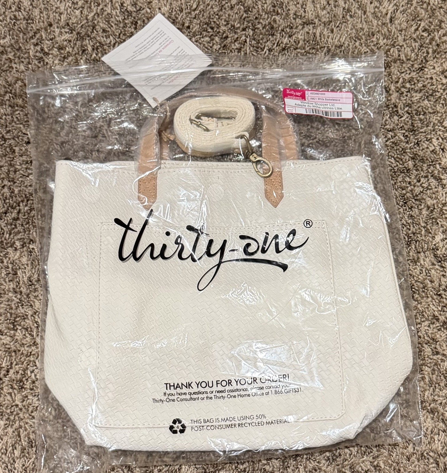 Thirty-One Window Shopper in White Basketweave **Limited Edition** (AM21)