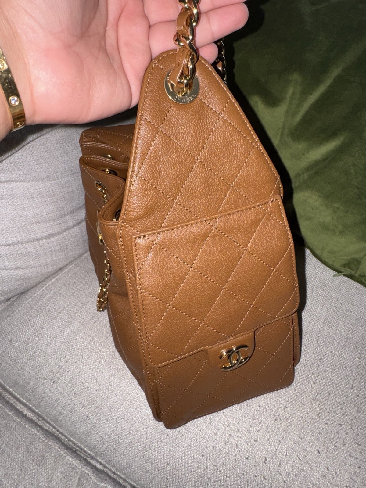 CHANEL 25 Small In The Color Camel Caviar Leather Gold Hardware Season 26A