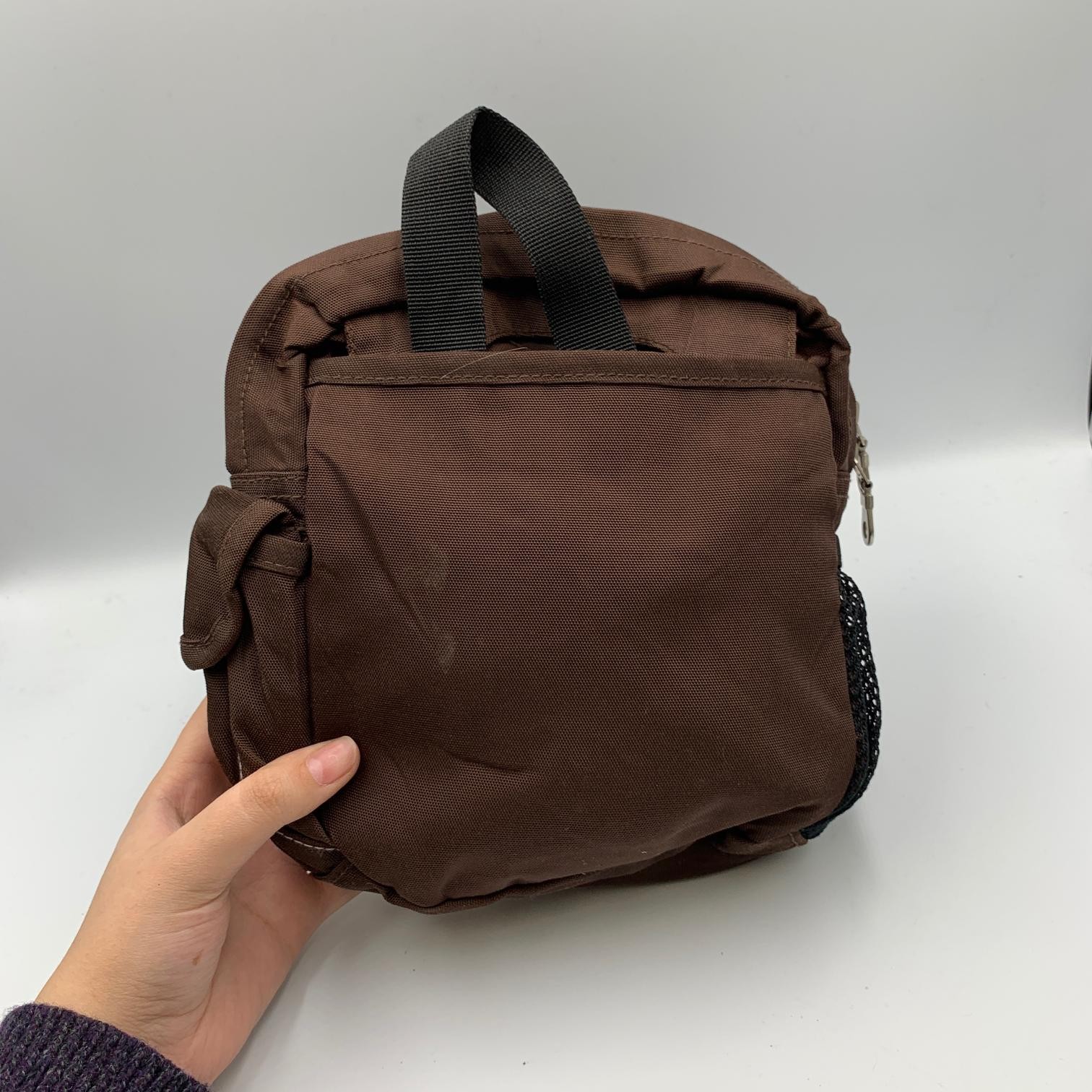 Eddie Bauer Mini Weekend Travel Bag Brown Nylon Adjustable Crossbody Straps