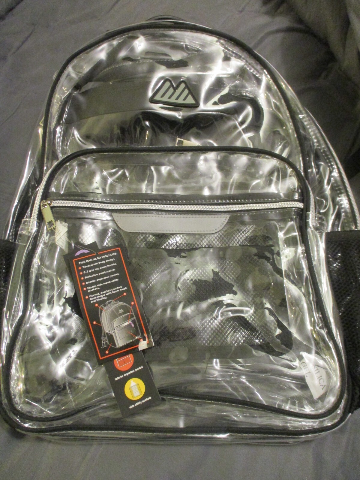 Transparent/Clear Lilac/Black Backpack – With Tags – Travel Bag FREE SHIP