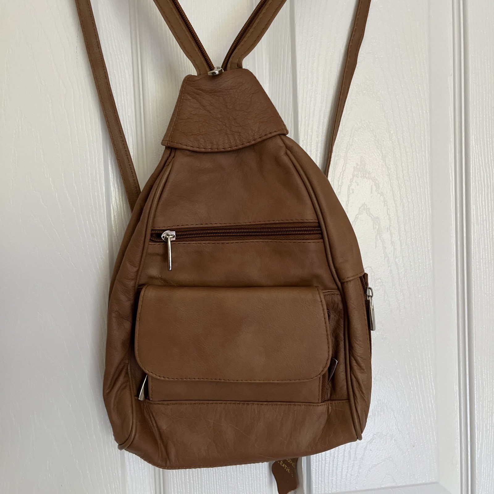 Backpack Sling in Genuine Leather Handcrafted 8.5”W 11.5” H 4”D