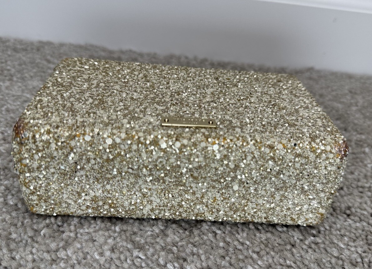 Kate Spade Wedding Belles “Just Married” Gold Glitter Clutch or Shoulder Bag HTF