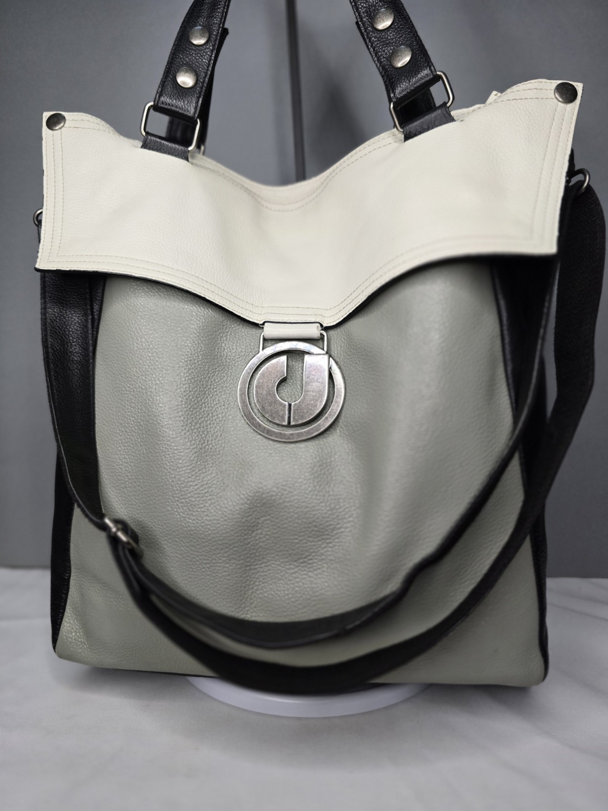 Charles Jourdan Paris Vintage Colorblock Leather Tote Bag Base Wear Y2K