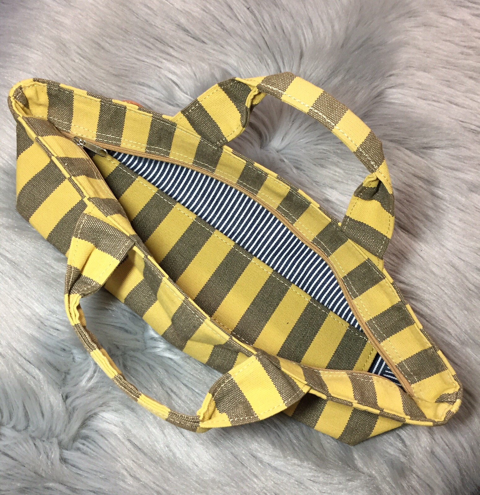 NOS Quality Handmade Retro Style Yellow & Striped Long Multipurpose Bag New!