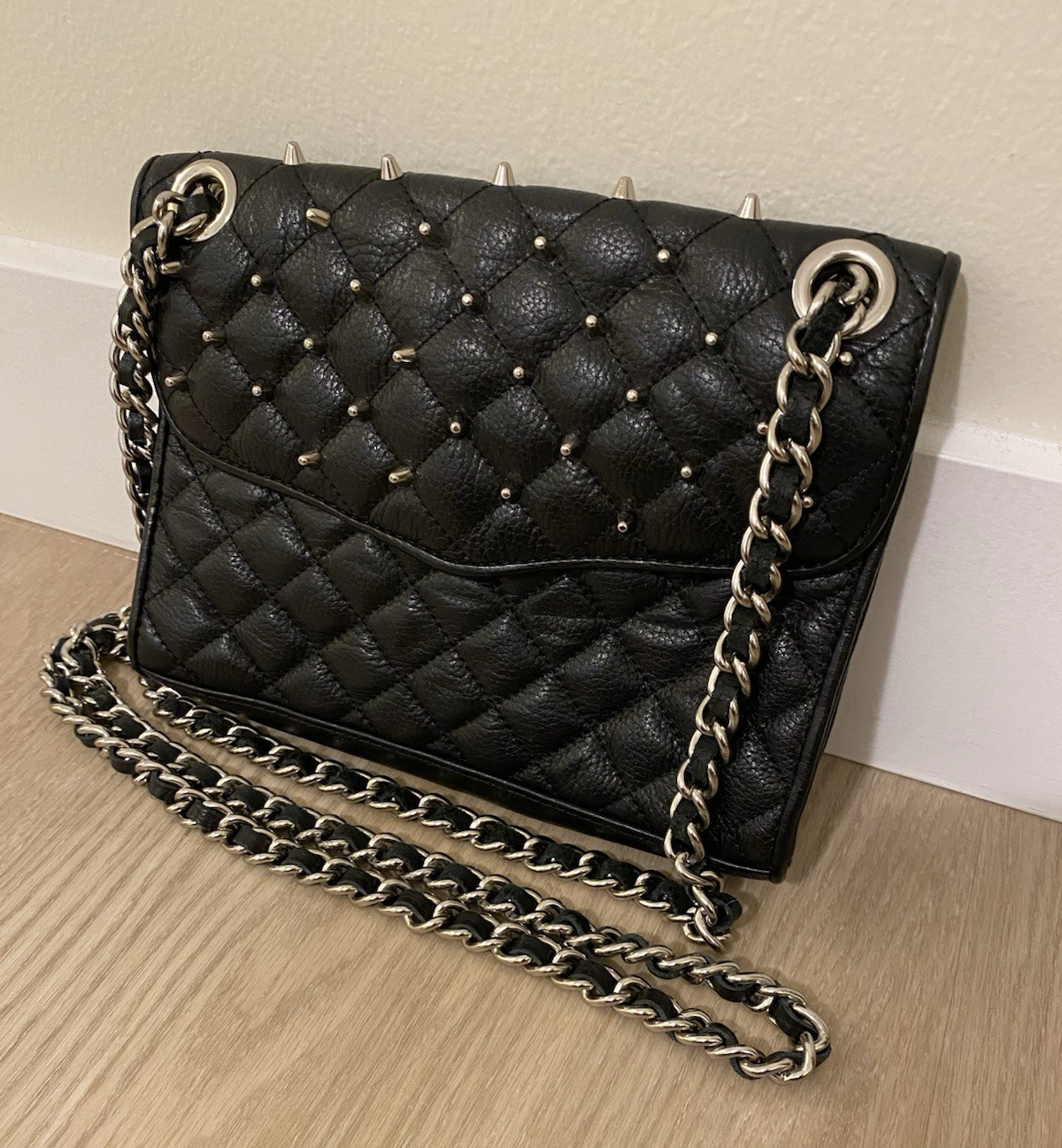 Rebecca Minkoff Mini Affair Studded Crossbody Bag Black Biker Grunge Rock