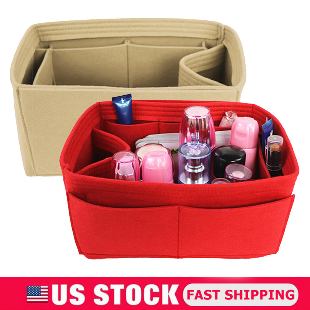 Women Felt Purse Handbag Organizer Insert Multi Pocket Storage Tote Bag Durable