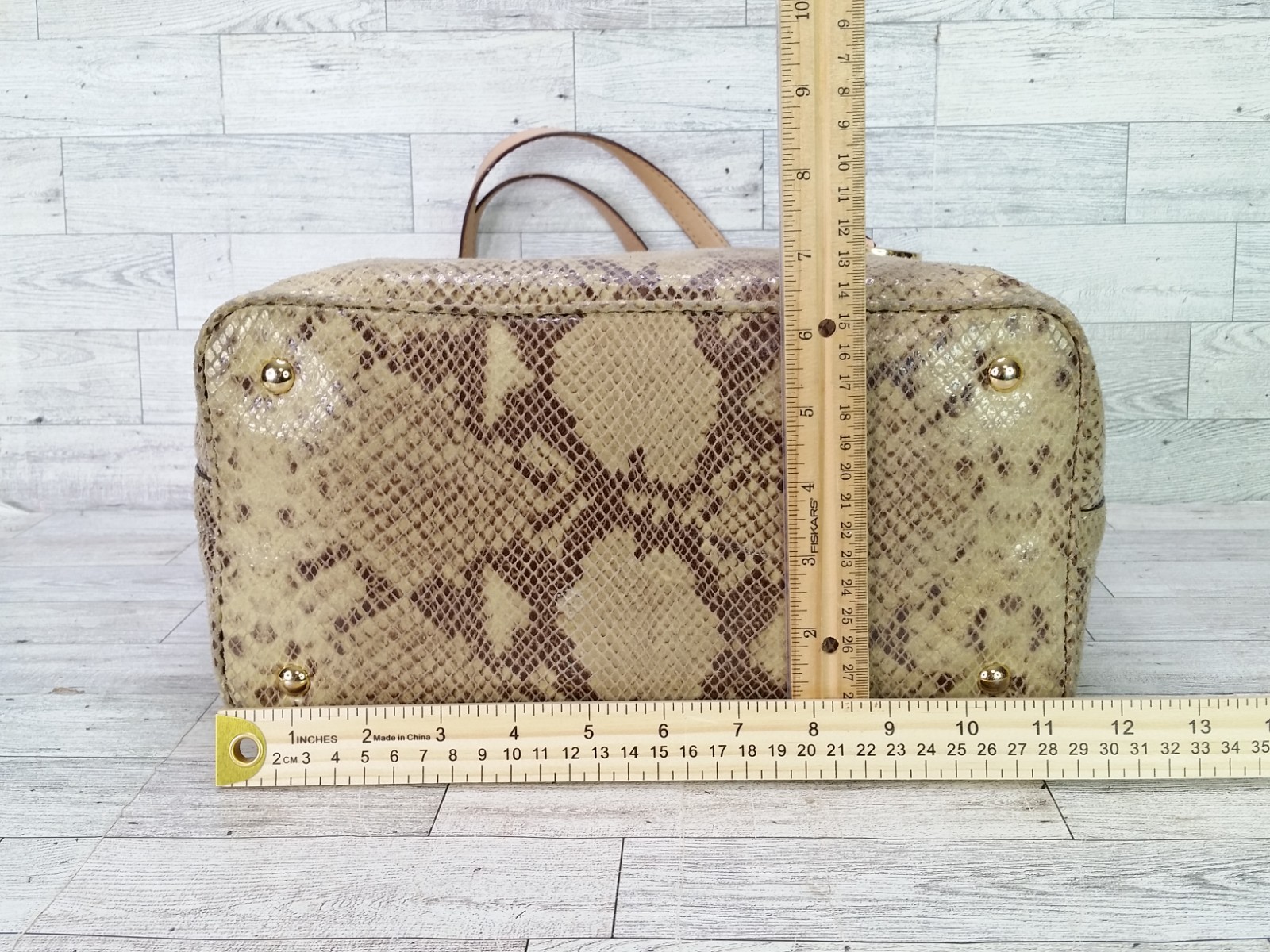 Michael Kors Python Embossed Leather Chain Strap Shoulder Tote Bag Snake Print