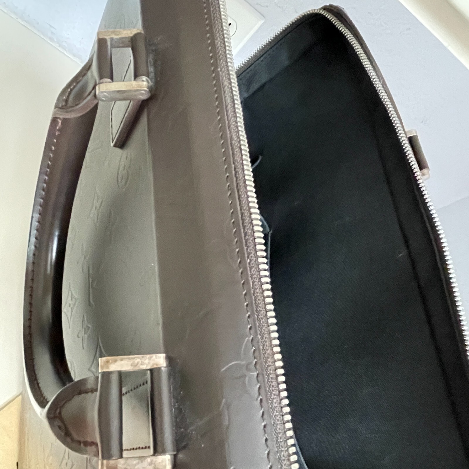 Louis Vuitton Monogram Glace Erwin Business Bag in dark brown